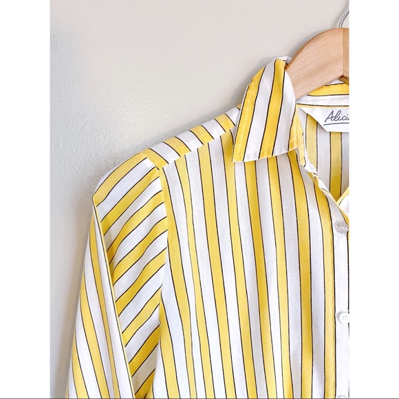 Vintage Canary Stripe Cotton Blouse - Picture 8 of 10